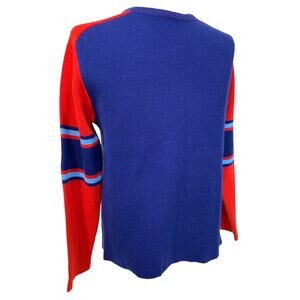 Large KP Sweater Mens Blue Red Vintage 1970s Sweater Pullover Crewneck